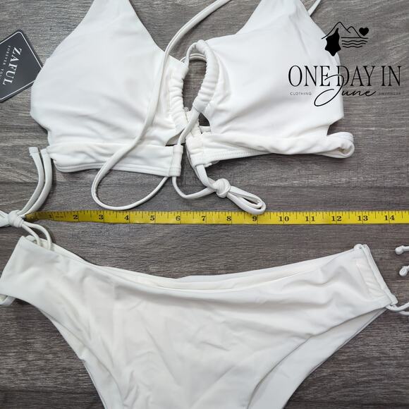 Zaful Drawstring Tie Back Bikini Swimsuit Size M - Picture 3 of 5